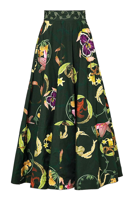Bergamota Marina Embroidered Maxi Skirt